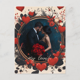 Cartão Postal Dia de os namorados personalizável com estrutura