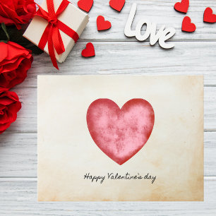 Cartão Postal Dia de os namorados Rustic Watercolor Heart