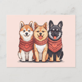 Cartão Postal Dia de os namorados Shiba Inu Dogs