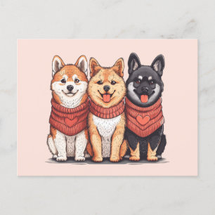 Cartão Postal Dia de os namorados Shiba Inu Dogs