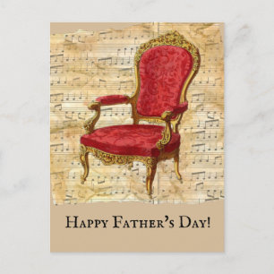 Cartão Postal Dia de os pais Clássico de Música com Folha bege