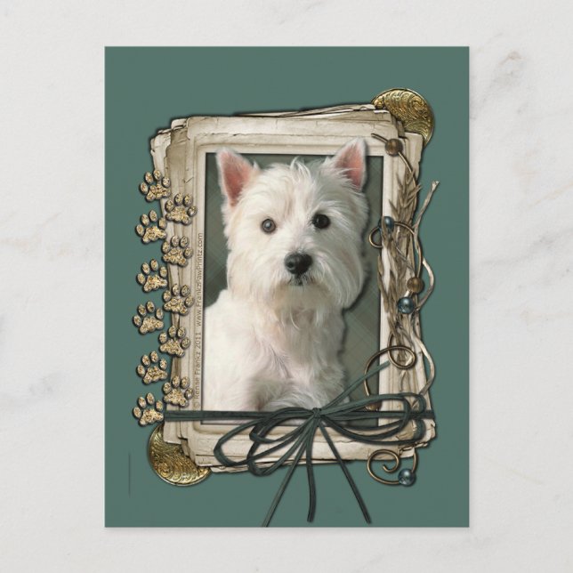 Cartão Postal Dia de os pais - Peças Pedras - Westie (Frente)