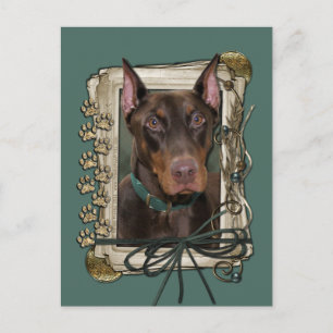 Cartão Postal Dia de os pais - Pedras - Doberman - Vermelho