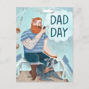 Cartão Postal Dia de os pais Redbeard Capitão em um Barco