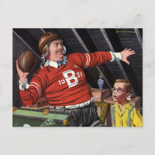 Cartão Postal Dia de os pais Vintage, Pai de futebol desportivo 