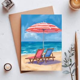 Cartão Postal Dia de Praia em Cape Cod | Oceano em Aquarela MA