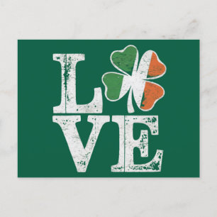 Cartão Postal Dia de São Patrício Amor Sortudo Trevo Irlandês Ve