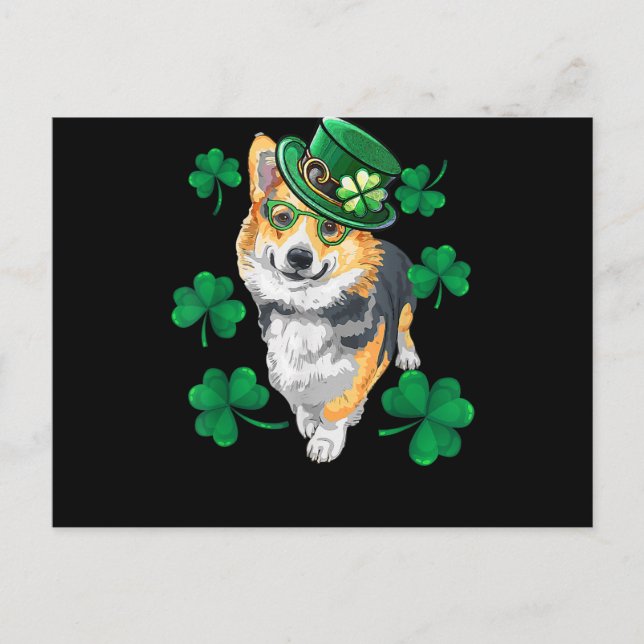 Cartão Postal Dia de São Patrício Corgi (Frente)