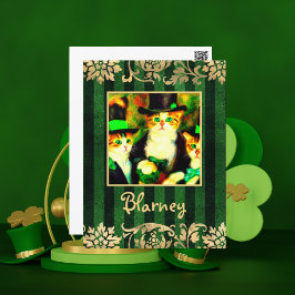 Cartão Postal Dia de São Patrício de rico - Barney com Stripes