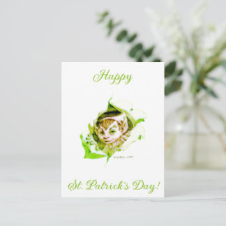 Cartão Postal Dia de São Patrício Duende Fofo