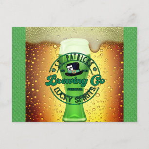 Cartão Postal Dia de São Patrício Green Beer Lucky Spira Irlandê