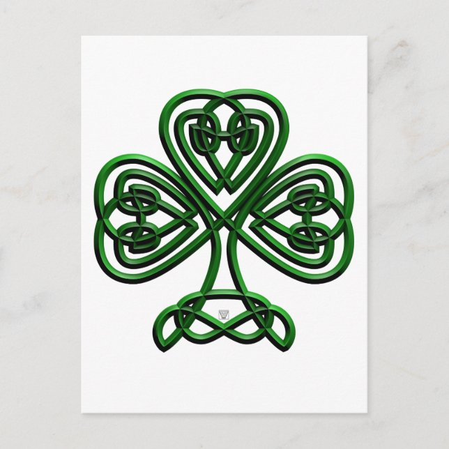 Cartão Postal Dia de São Patrício Green Shamrock (Frente)