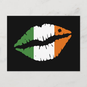 Cartão Postal Dia de São Patrício Lucky Shamrock Lábios irlan