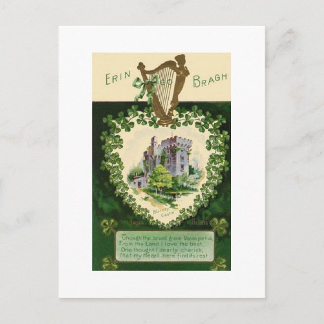 Cartão Postal Dia de São Patrício Postcard-Vintage (Frente)