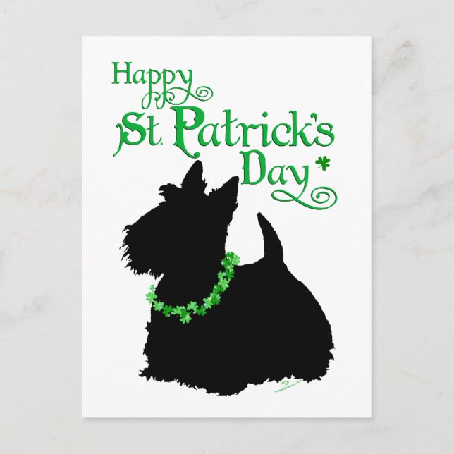 Cartão Postal Dia de São Patrício Scottish Terrier (Frente)