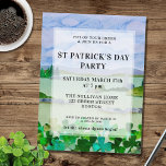 Cartão Postal Dia de São Patrício Shamrock<br><div class="desc">Este Convite de festas único de Dia de São Patrício é decorado com um design paisagístico irlandês com pincéis. Facilmente personalizável com seus detalhes. Porque nós criamos nosso próprio trabalho de arte você não encontrará essa imagem exata de outros designers. Original Watercolor © Michele Davies.</div>