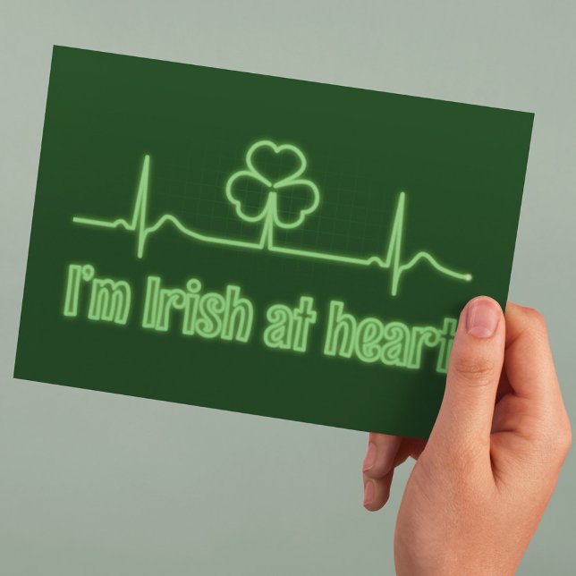 Cartão Postal Dia de São Patrício Shamrock EKG - Sou irlandês no (Criador carregado)