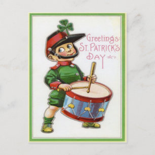 Cartão Postal Dia de São Patrício Soldado Shamrock Retro Vinta