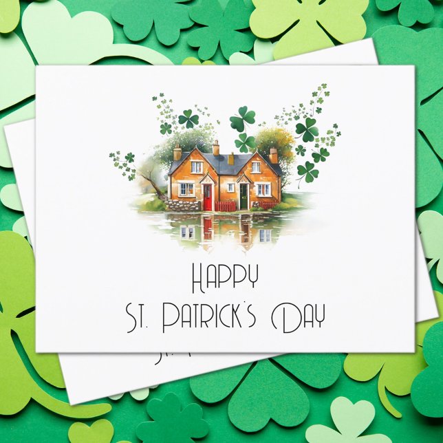 Cartão Postal Dia de São Patrício Trevo de Quatro Folhas Imobili (St. Patrick's Day Real Estate Postcard)