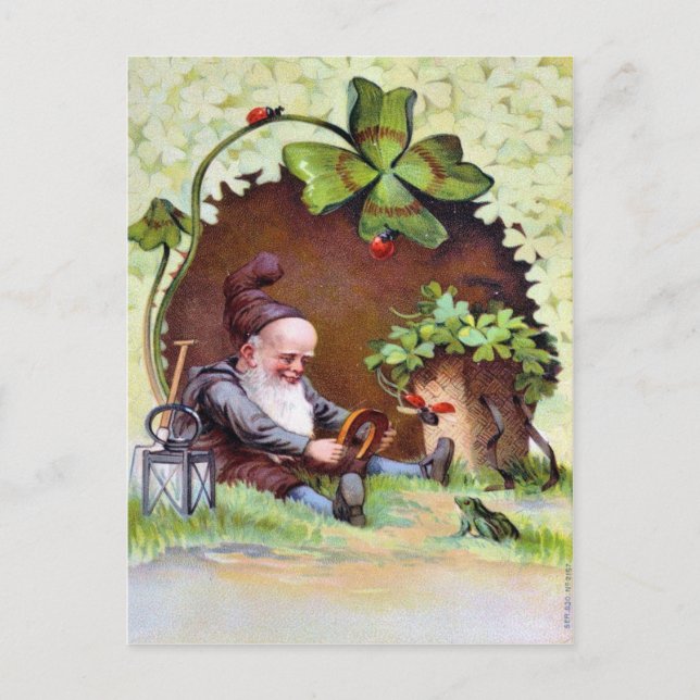 Cartão Postal Dia de São Patrício Vintage (Frente)