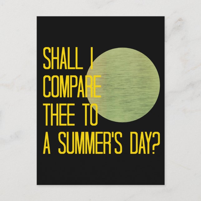 Cartão Postal Dia de Verão de Shakespeare (Frente)