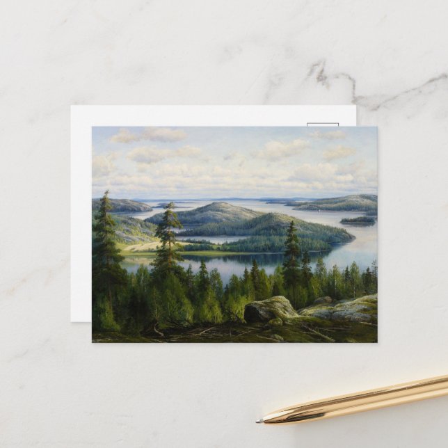 Cartão Postal Dia de Verão no lago Paijanne, Waenerberg (Frente/Verso In Situ)