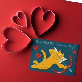 Cartão Postal Dia do Cupido de Gato Personalizado