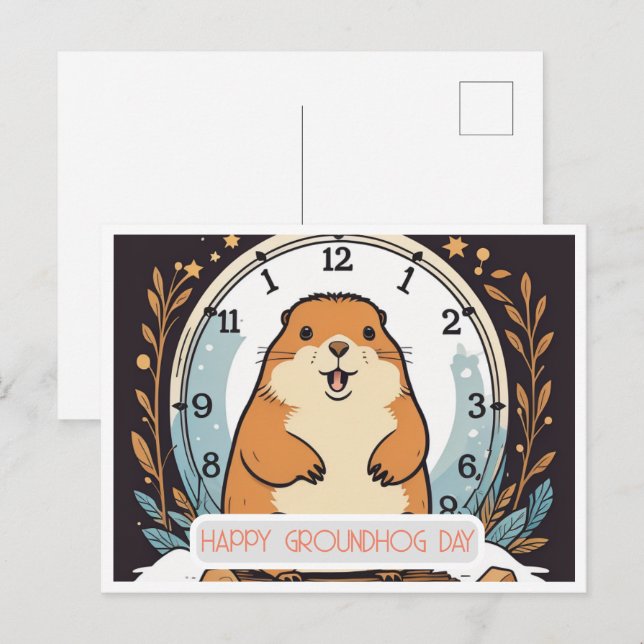 Cartão Postal Dia do Groundhog Uma Celebração da Primavera (Frente/Verso)