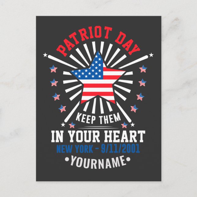 Cartão Postal Dia do Patriota Nunca Esqueça 11 de Setembro de 20 (Frente)