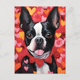 Cartão Postal Dia dos Namorados Boston Terrier