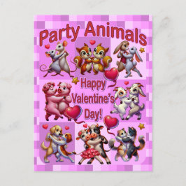 Cartão Postal Dia dos Namorados Dançando Casais "Animais da Fest
