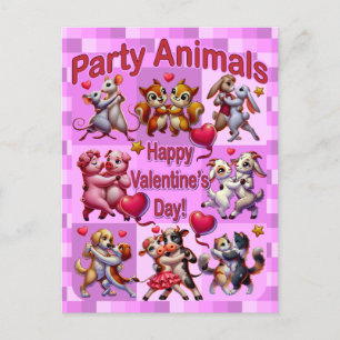 Cartão Postal Dia dos Namorados Dançando Casais "Animais da Fest