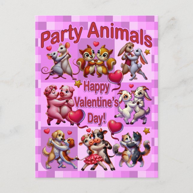 Cartão Postal Dia dos Namorados Dançando Casais "Animais da Fest (Frente)