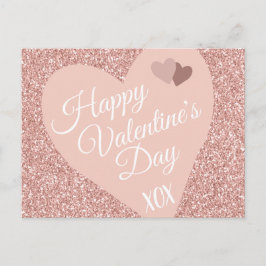 Cartão Postal Dia dos Namorados Felizes e Rosa XOX