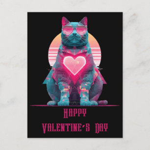Cartão Postal Dia dos Namorados Gato Neon Vintage