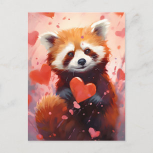 Cartão Postal Dia dos Namorados Panda Vermelho