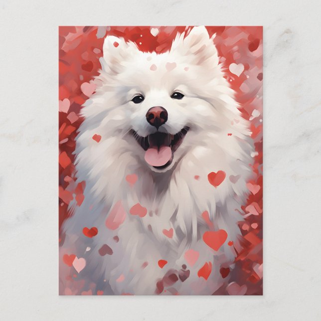 Cartão Postal Dia dos Namorados Samoyed (Frente)