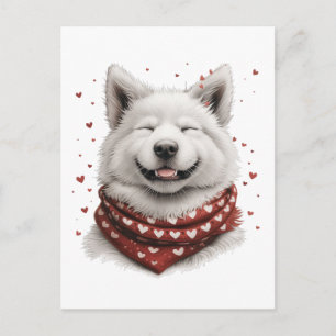 Cartão Postal Dia dos Namorados Samoyed Cachorro