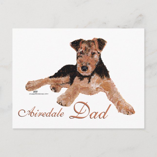 Cartão Postal Dia dos Pais Airedale Terrier (Frente)