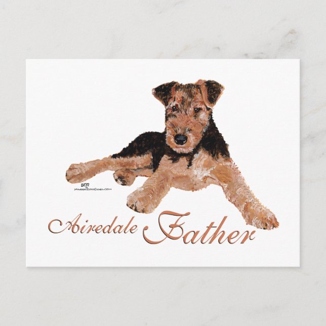 Cartão Postal Dia dos Pais Airedale Terrier (Frente)