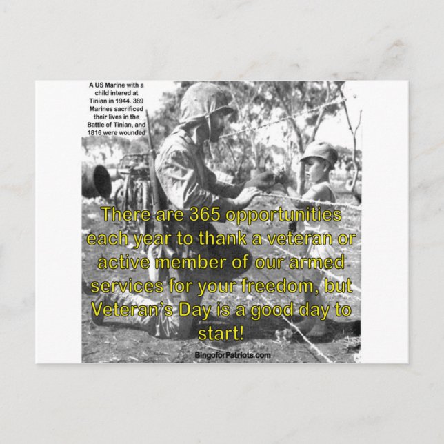 Cartão Postal Dia dos Veteranos (Frente)