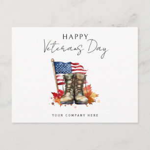 Cartão Postal Dia dos Veteranos Feliz Personalizado para Empresa
