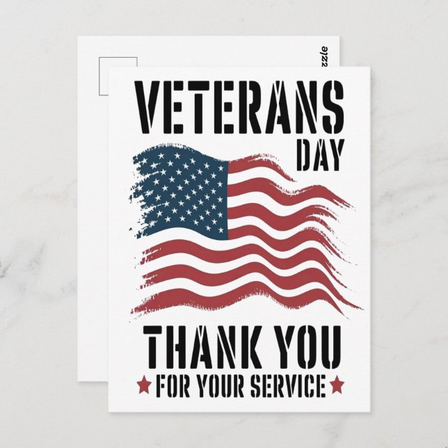 Cartão Postal Dia dos Veteranos, Veteranos Dia 2025, Veteranos D (Frente/Verso)
