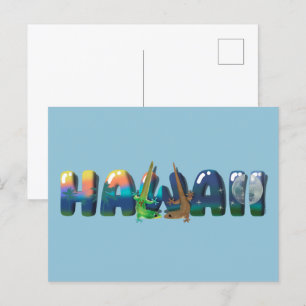 CARTÃO POSTAL DIA E NOITE HAWAII GECKOS