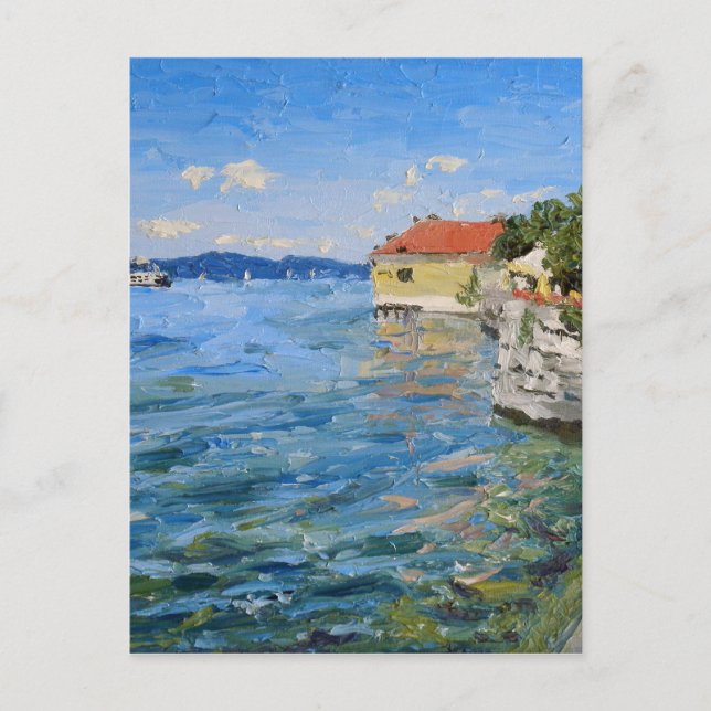 Cartão Postal Dia Ensolarado no Lago de Constança (Alemanha do S (Frente)
