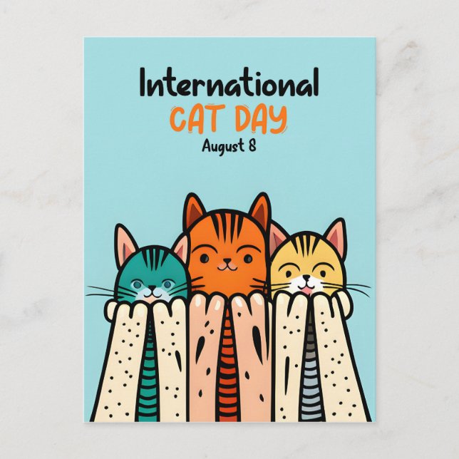 Cartão Postal Dia Internacional da Gata (Frente)
