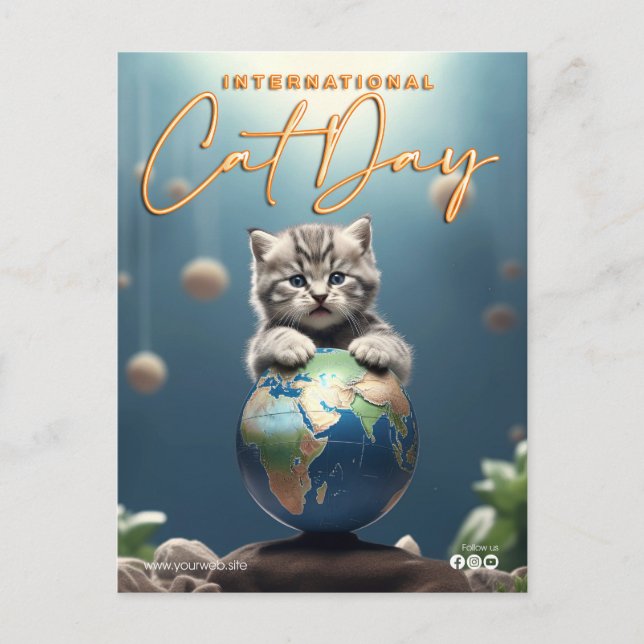 Cartão Postal Dia Internacional da Gata (Frente)