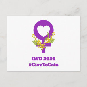 Cartão Postal Dia Internacional da Mulher 2026 IWD Dar para Ganh