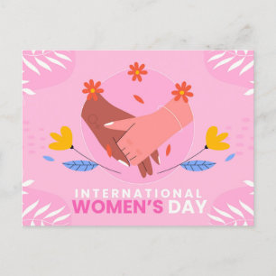 Cartão Postal Dia Internacional da Mulher 8 marche rosa fofo