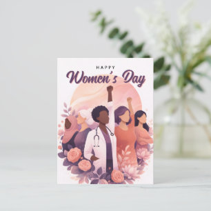 Cartão Postal Dia Internacional da Mulher Feliz Floral Moderno 8